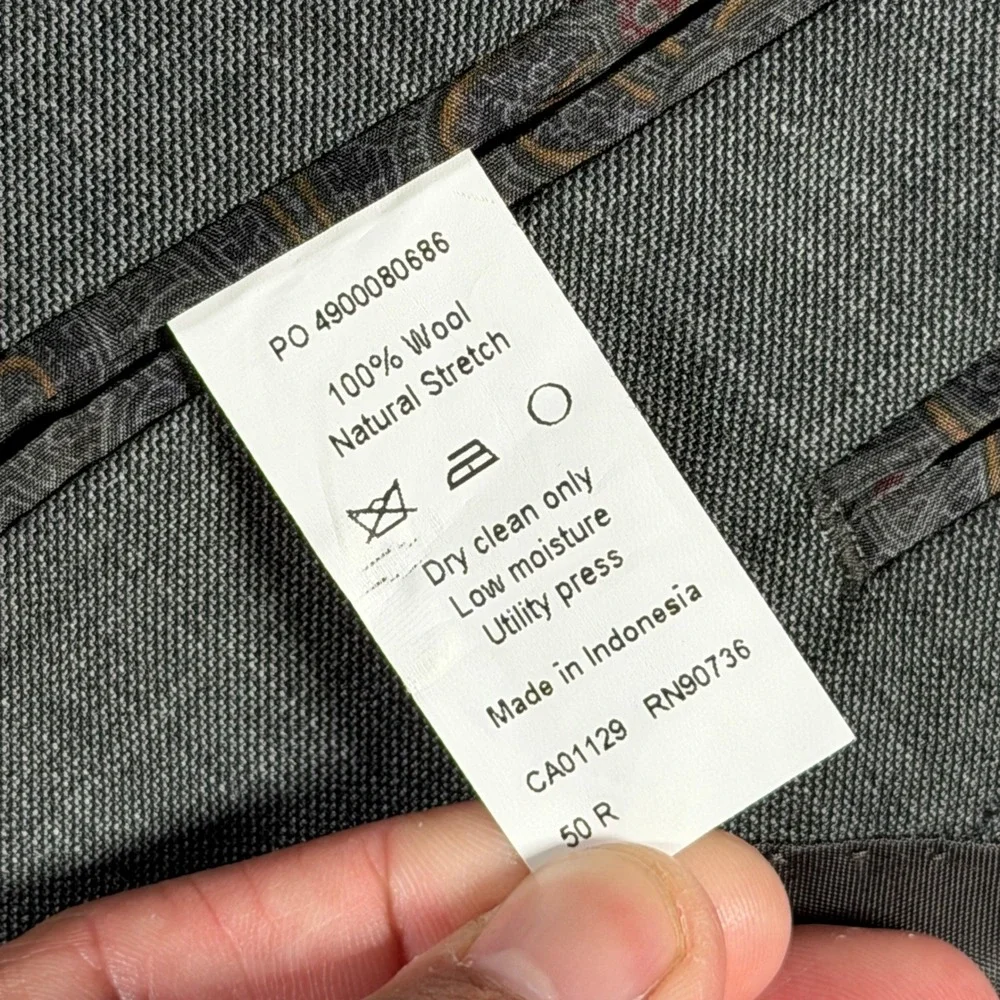 Lauren Ralph Lauren Mens Grey Wool 2-Button Blazer Jacket Natural 50R 50 Regular